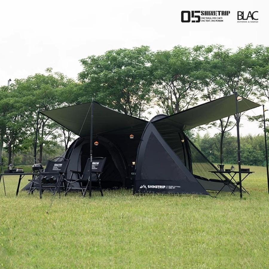 【BLAC黑客】山趣ShineTrip一房一廳輕量隧道帳篷 機車露營 7001骨架 內掛睡帳 4.9KG-細節圖4
