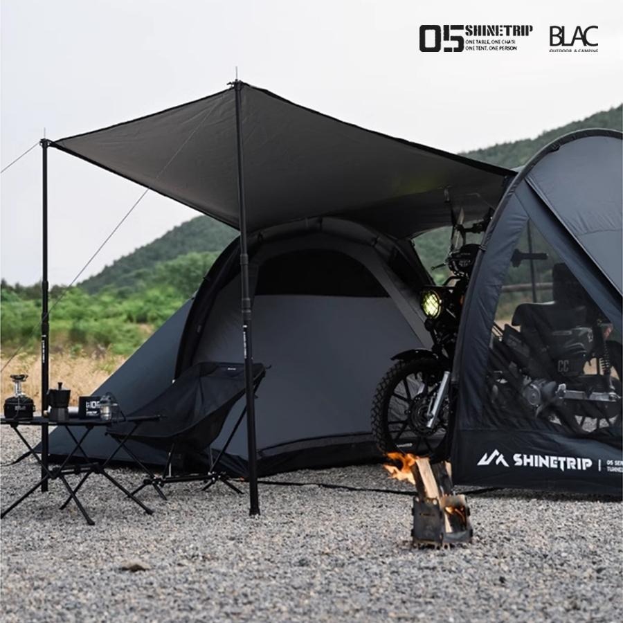 【BLAC黑客】山趣ShineTrip一房一廳輕量隧道帳篷 機車露營 7001骨架 內掛睡帳 4.9KG-細節圖7