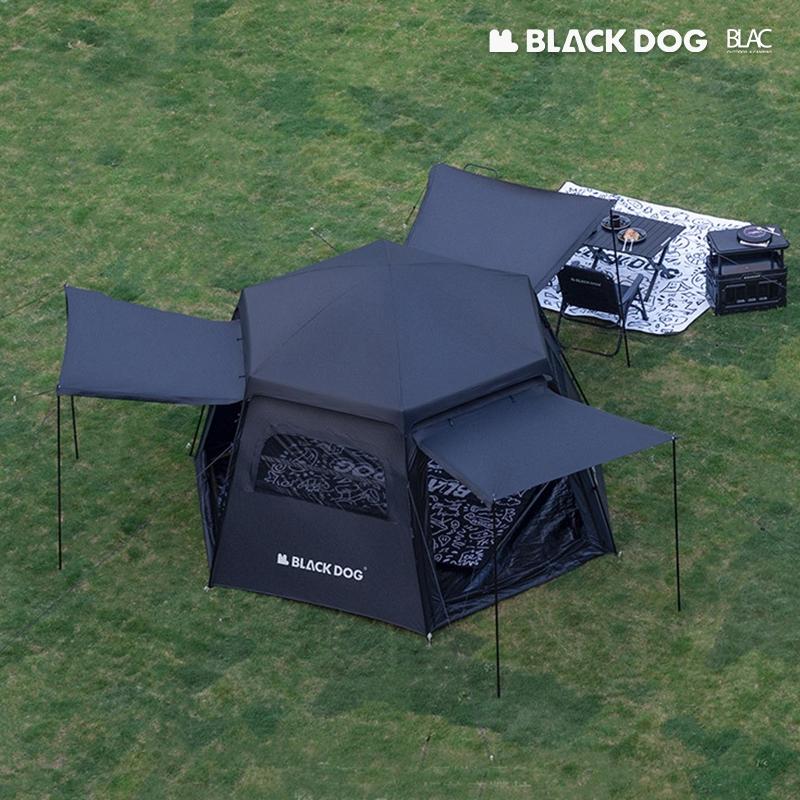 【BLAC黑客】BLACKDOG黑狗六邊型黑膠自動帳篷350x350cm 三秒速開一體式自動骨架 含頂布-細節圖3