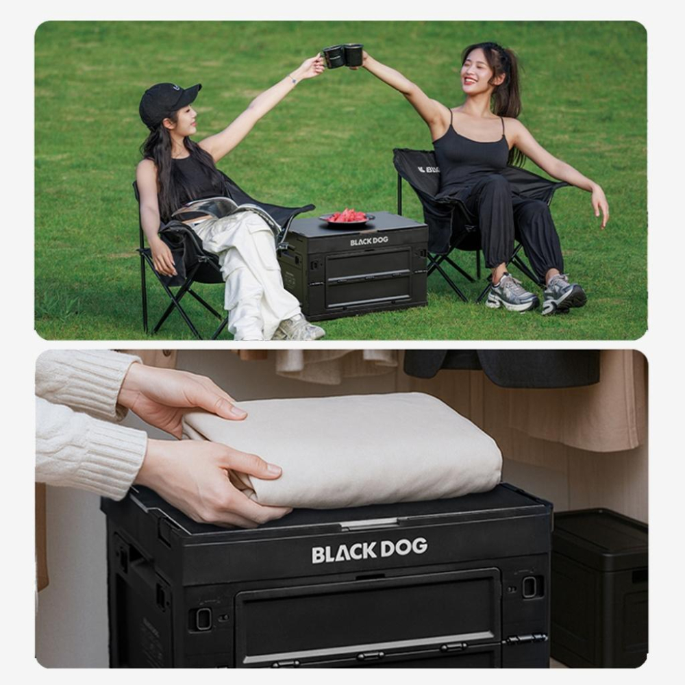 【BLAC黑客】BLACKDOG黑狗折疊露營收納箱附木質桌板 5面全開 50公升 置物桌模式-細節圖2