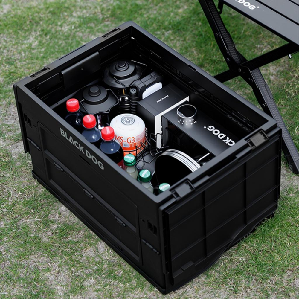 【BLAC黑客】BLACKDOG黑狗折疊露營收納箱附木質桌板 5面全開 50公升 置物桌模式-細節圖6