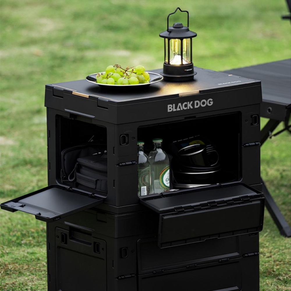 【BLAC黑客】BLACKDOG黑狗折疊露營收納箱附木質桌板 5面全開 50公升 置物桌模式-細節圖7