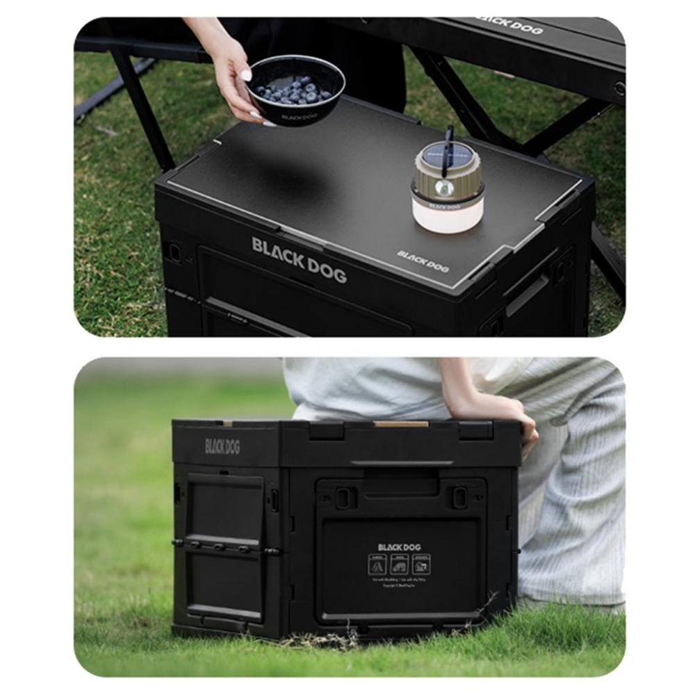 【BLAC黑客】BLACKDOG黑狗折疊露營收納箱附木質桌板 5面全開 50公升 置物桌模式-細節圖8