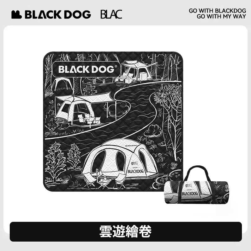 【BLAC黑客】BLACKDOG黑狗超聲波戶外野餐墊防潮墊帳篷地墊 200x200cm 雙面防潑水 加厚鋪棉 可機洗-規格圖9