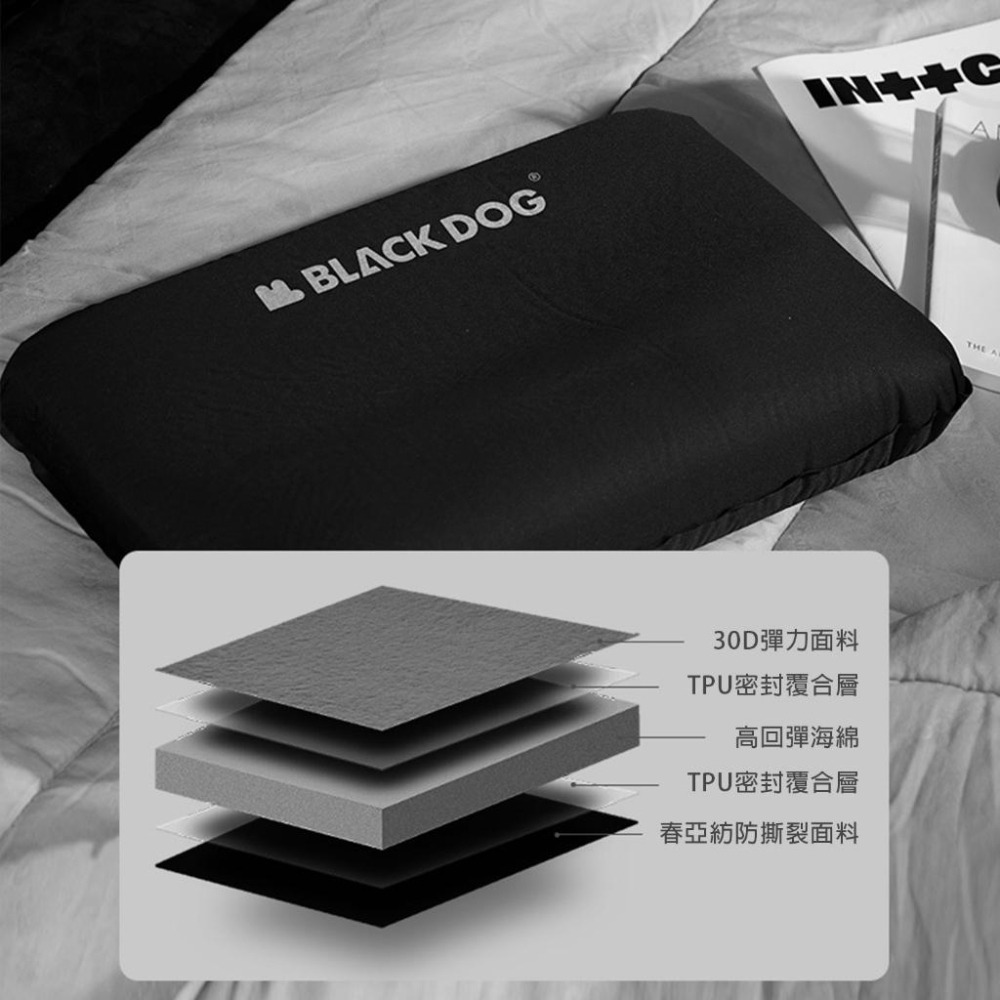 【BLAC黑客】BLACKDOG黑狗TPU自動充氣枕泡棉枕午睡枕 高密度記憶泡綿-細節圖6