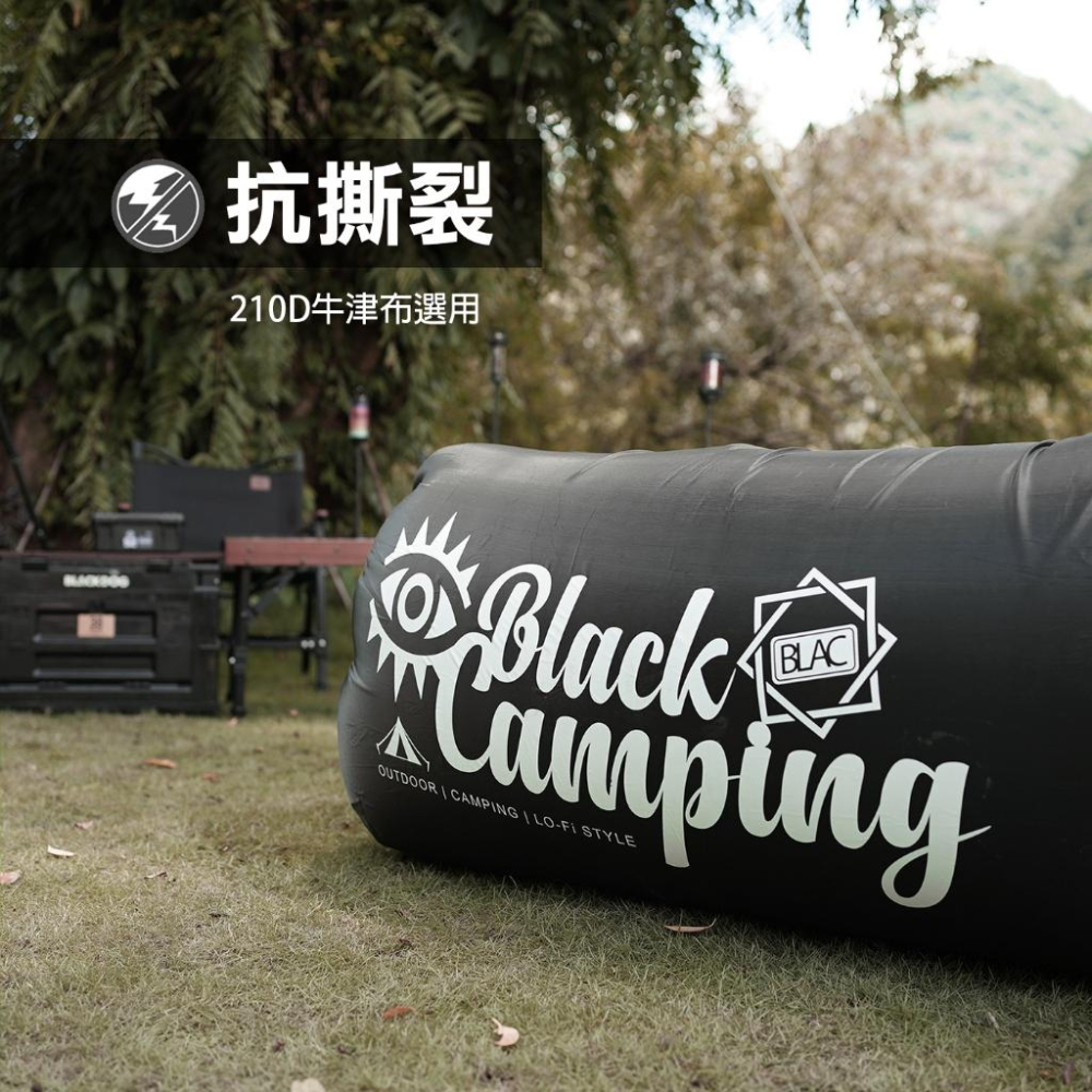 【BLAC黑客】戶外音樂節懶人充氣沙發 充氣床加大版 210D抗撕裂格紋布 附收納袋-細節圖5