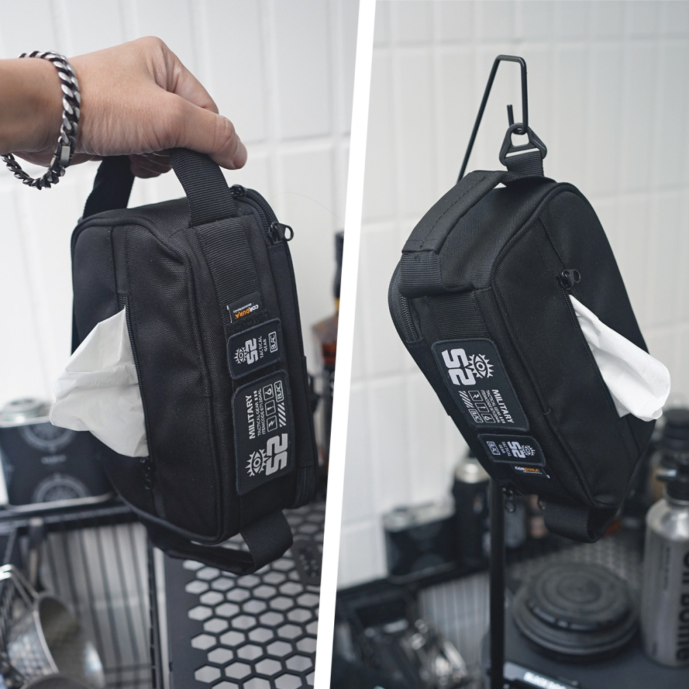 【BLAC黑客】CORDURA®戰術風格衛生紙套紙巾收納包 裝備收納包燈具收納包 軍規1000D抗撕裂格紋布-細節圖5