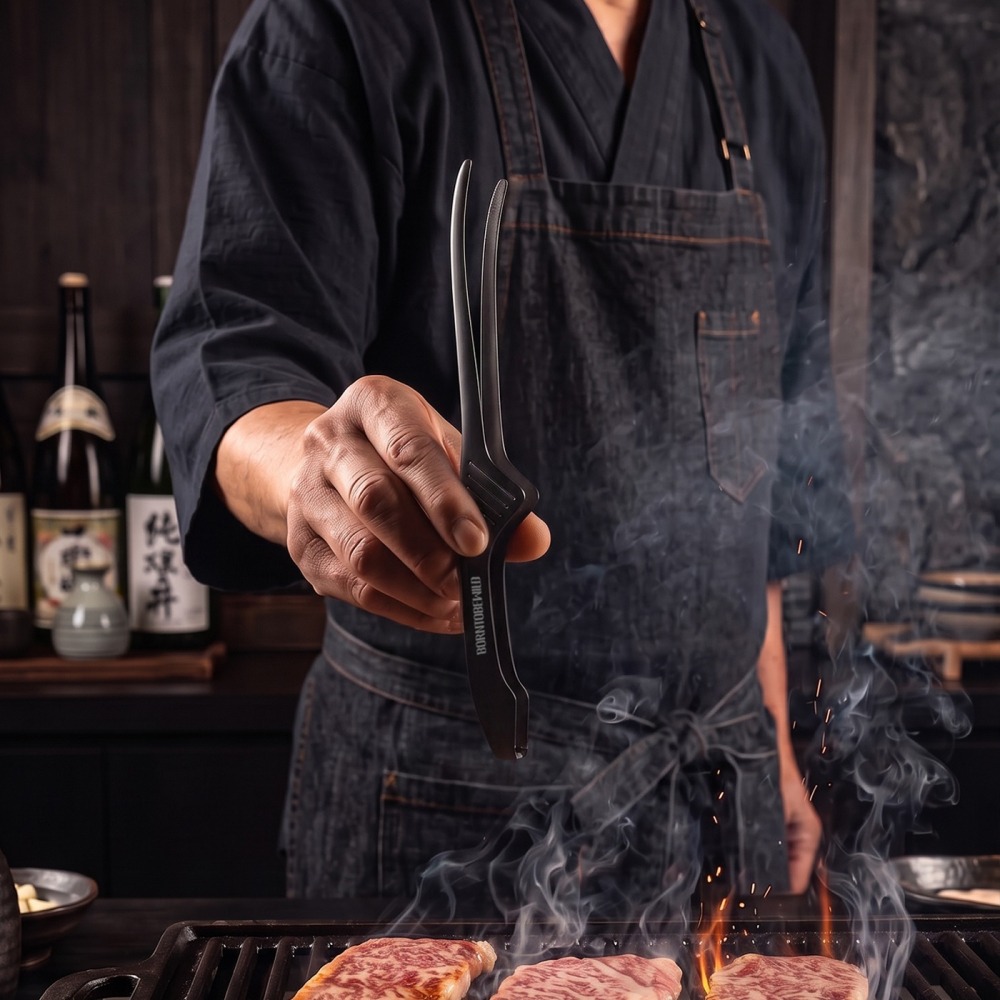 304不鏽鋼黑鈦燒肉夾烤肉夾料理夾【BLAC黑客】真空鍍鈦不掉色 可自立 加厚不軟手 精準拿捏BORNTOBEWILD-細節圖3