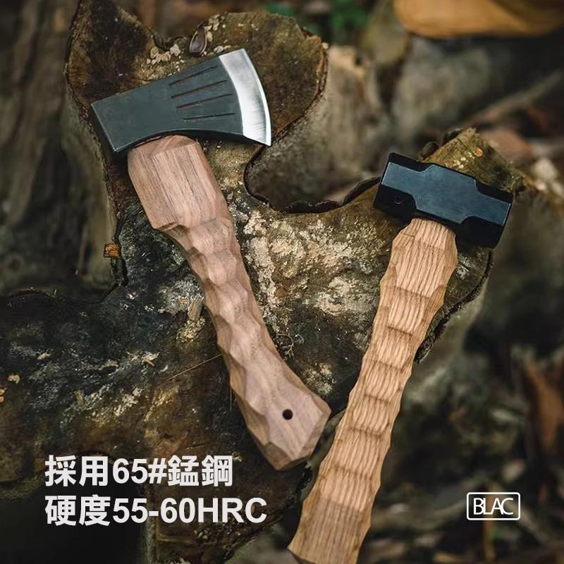 【BLAC黑客】山系錳鋼鍛造劈柴斧斧頭手斧 65#錳鋼 黑胡桃木實木手工雕刻手柄 牛皮皮套-細節圖7