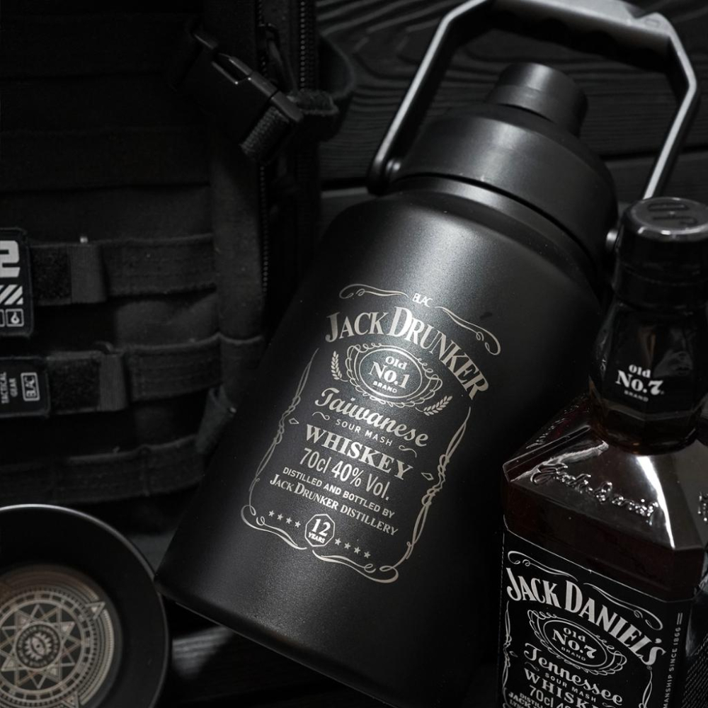 【BLAC黑客】304不鏽鋼美式酒標保溫瓶保冰桶水壺2公升 雙層真空 tribute to JACK DANIELS-細節圖3