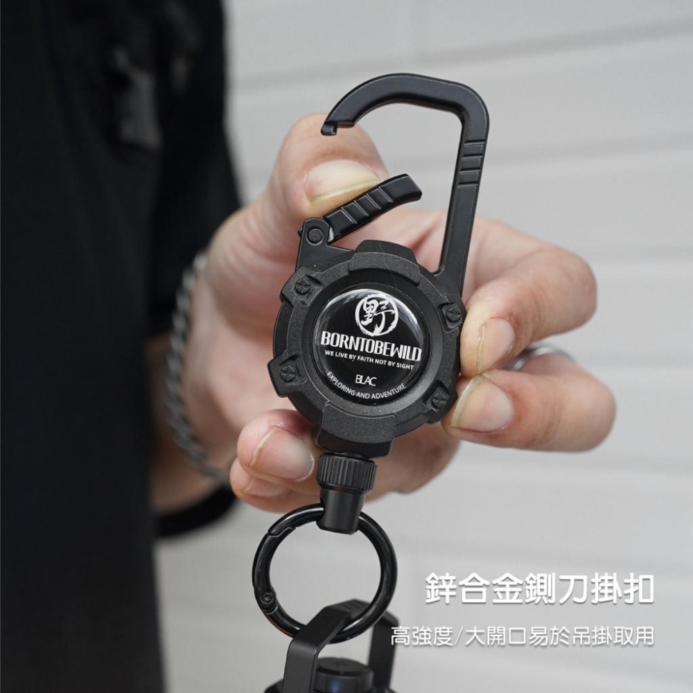 【BLAC黑客】磁吸伸縮鋼絲掛扣掛勾 自動回彈捲收 78cm拉伸範圍 鍘刀式大型開口-細節圖5