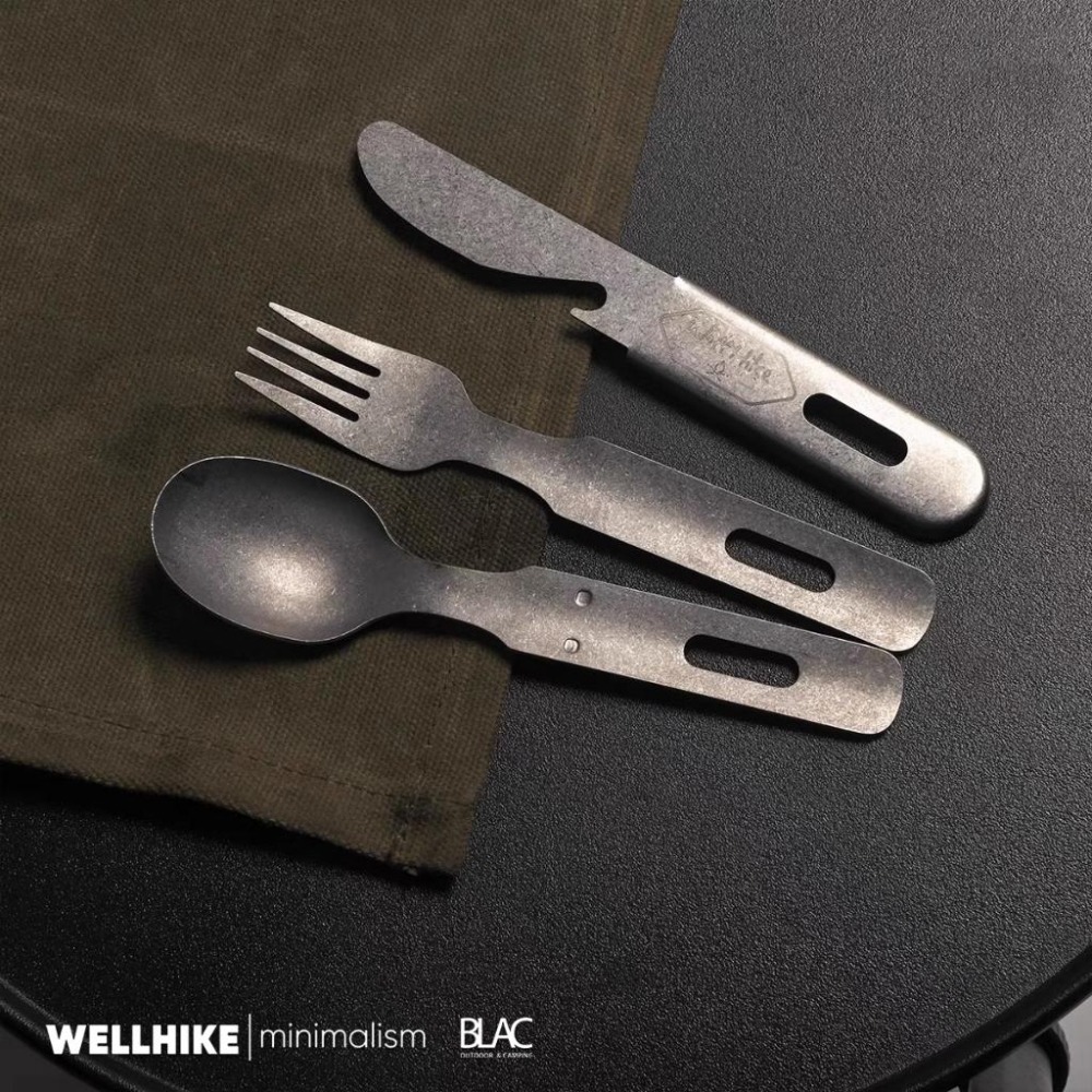 【BLAC黑客】WELLHIKE304不鏽鋼仿舊刀叉勺三件套装 復古仿舊石洗-細節圖8