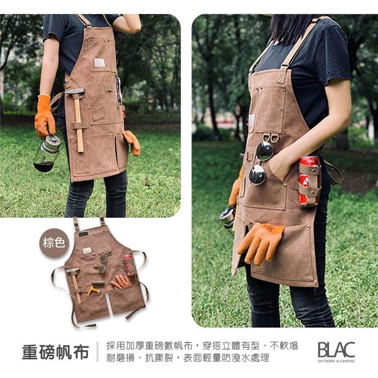 【BLAC黑客】美式復古戶外職人工裝圍裙工作圍裙 防潑水厚磅帆布  男女通用-細節圖2