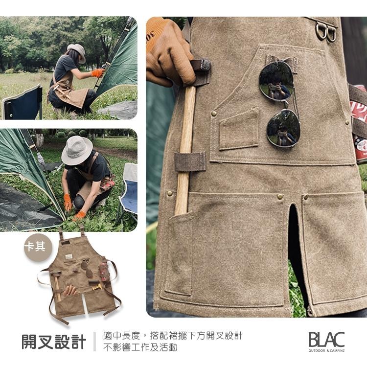 【BLAC黑客】美式復古戶外職人工裝圍裙工作圍裙 防潑水厚磅帆布  男女通用-細節圖4