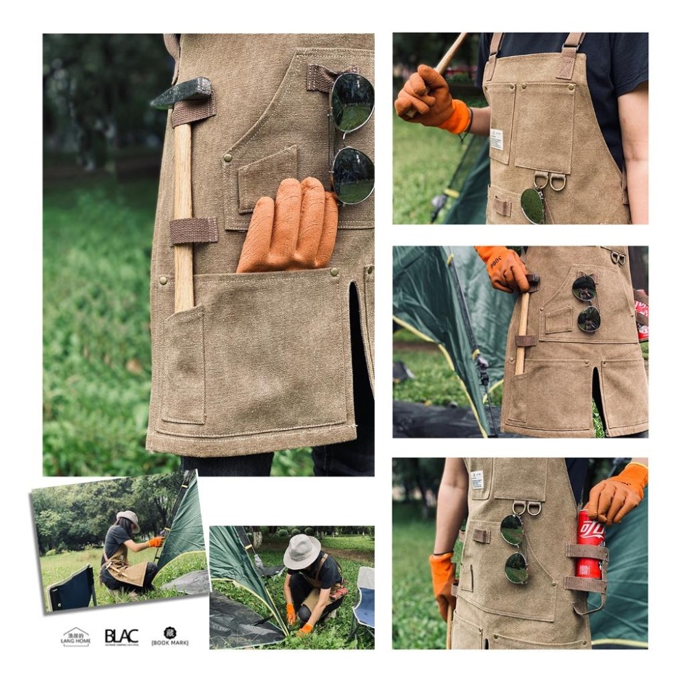 【BLAC黑客】美式復古戶外職人工裝圍裙工作圍裙 防潑水厚磅帆布  男女通用-細節圖5