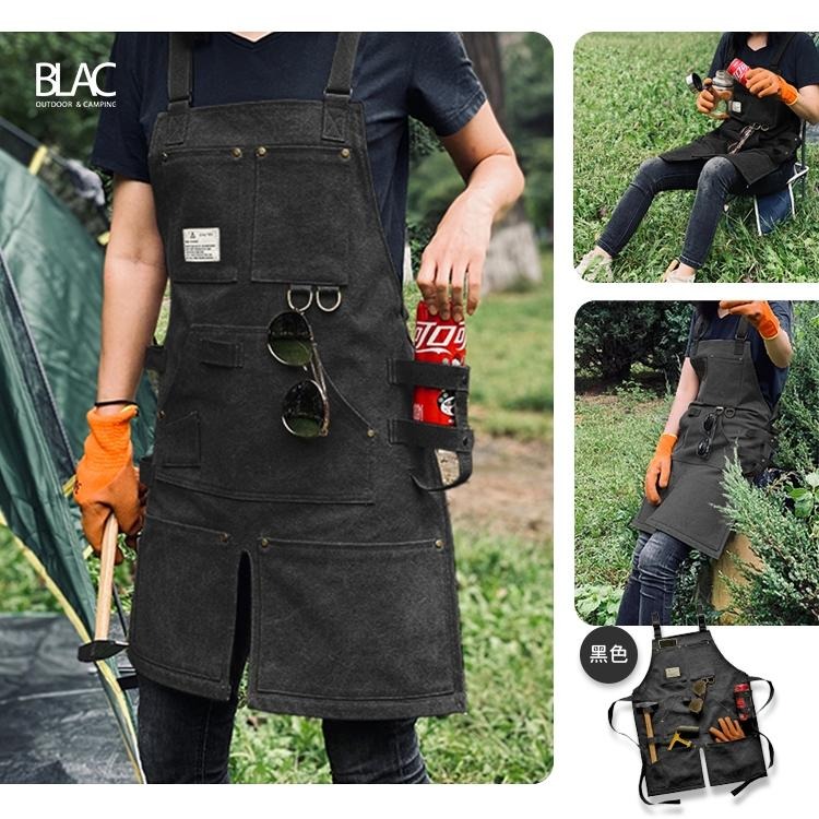 【BLAC黑客】美式復古戶外職人工裝圍裙工作圍裙 防潑水厚磅帆布  男女通用-細節圖7