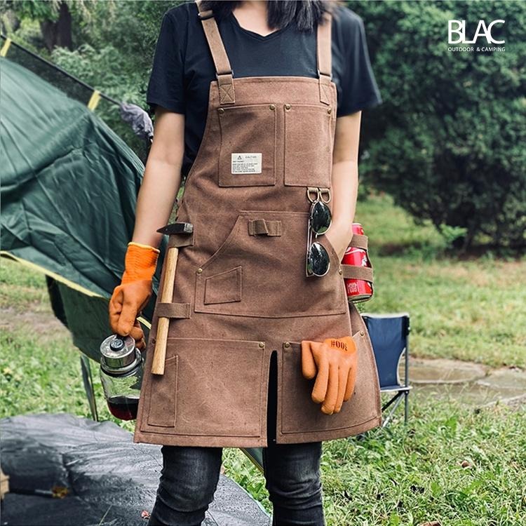 【BLAC黑客】美式復古戶外職人工裝圍裙工作圍裙 防潑水厚磅帆布  男女通用-細節圖8