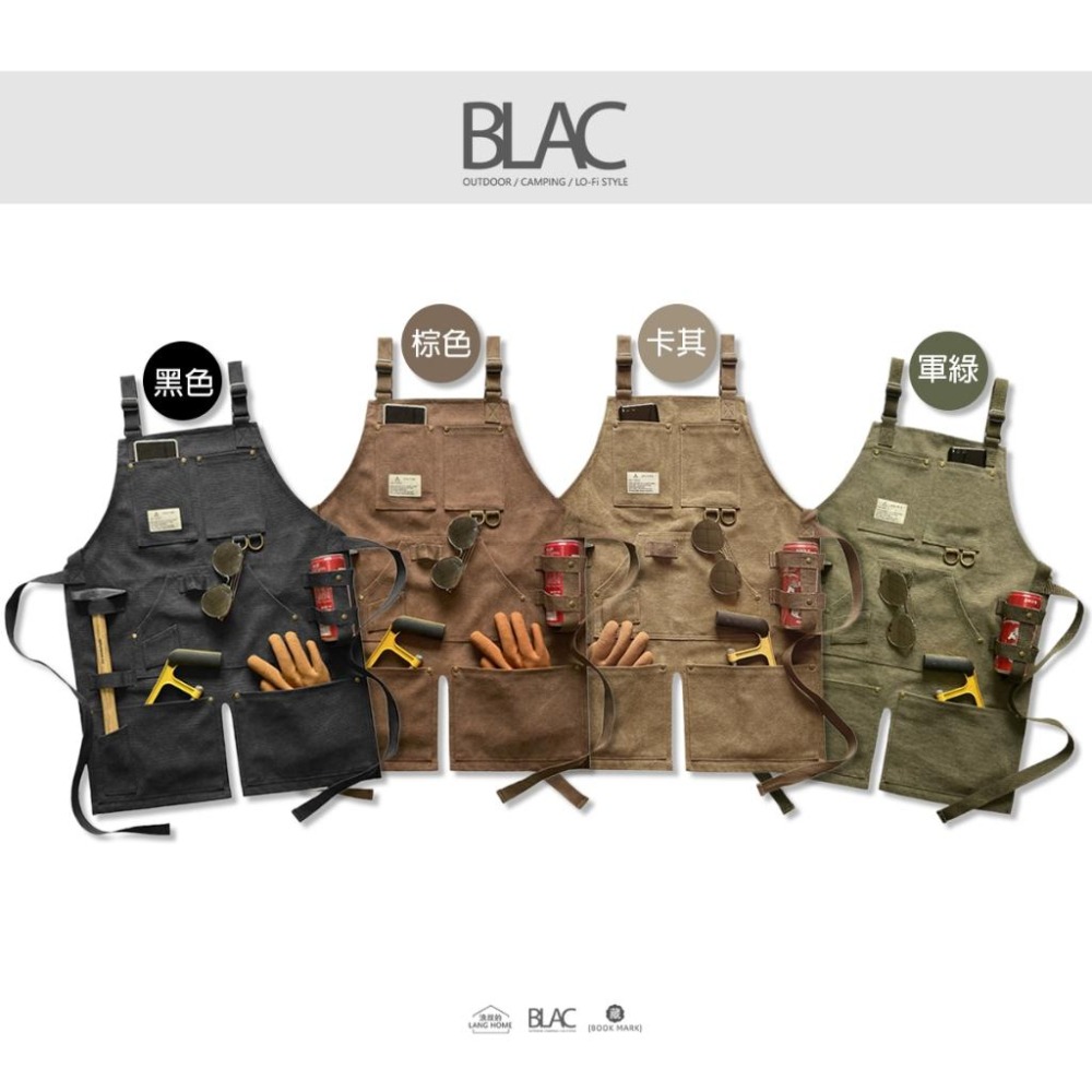 【BLAC黑客】美式復古戶外職人工裝圍裙工作圍裙 防潑水厚磅帆布  男女通用-細節圖9