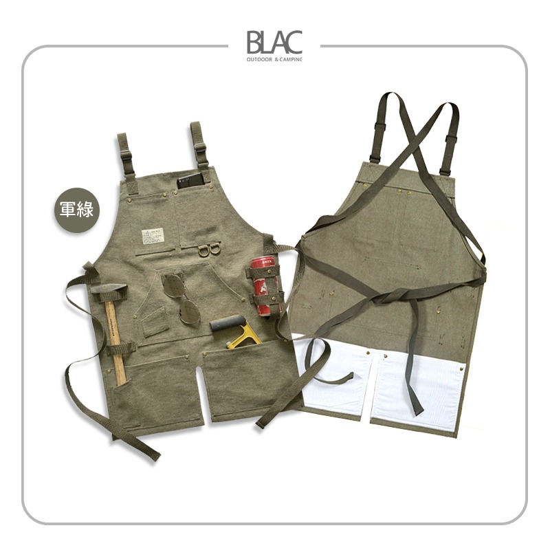 【BLAC黑客】美式復古戶外職人工裝圍裙工作圍裙 防潑水厚磅帆布  男女通用-規格圖9
