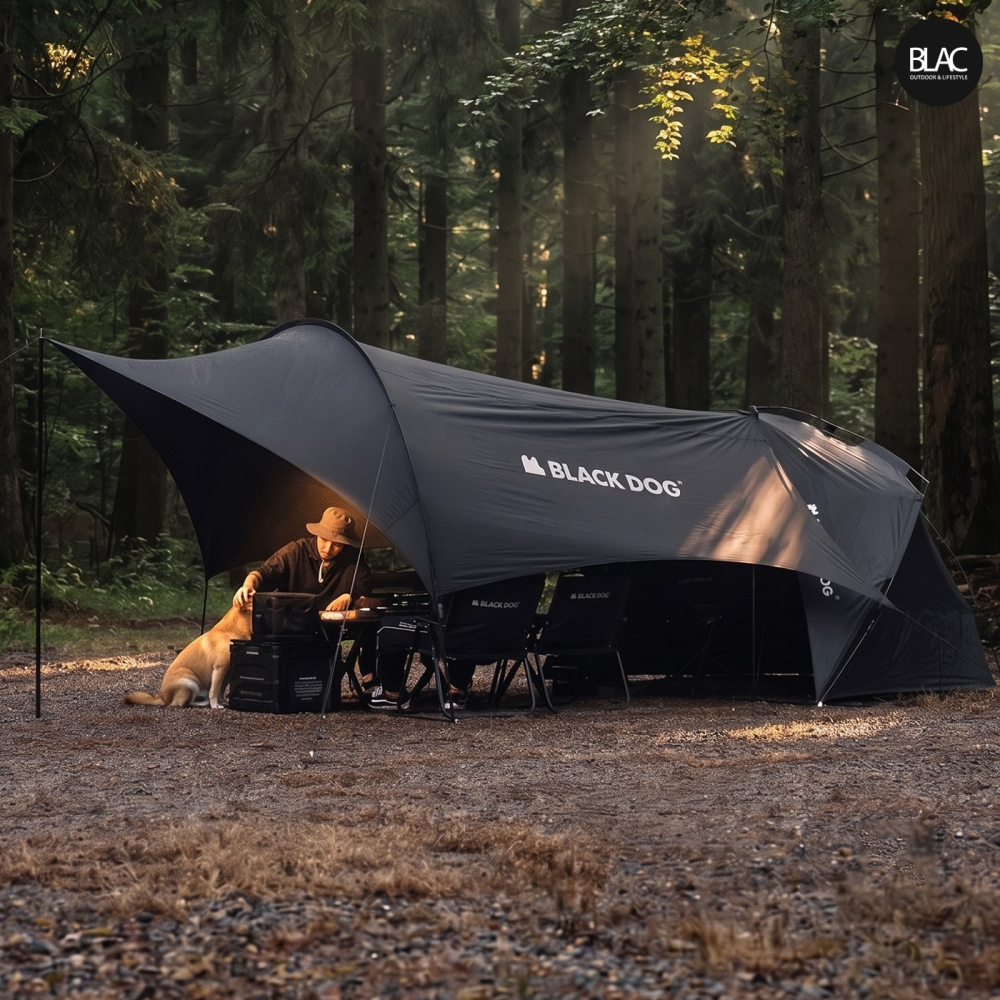 【BLAC黑客】BLACKDOG黑狗黑膠遮陽速搭帳自動帳篷 沙灘帳 野餐帳 300D PU3000 UPF50+-細節圖6