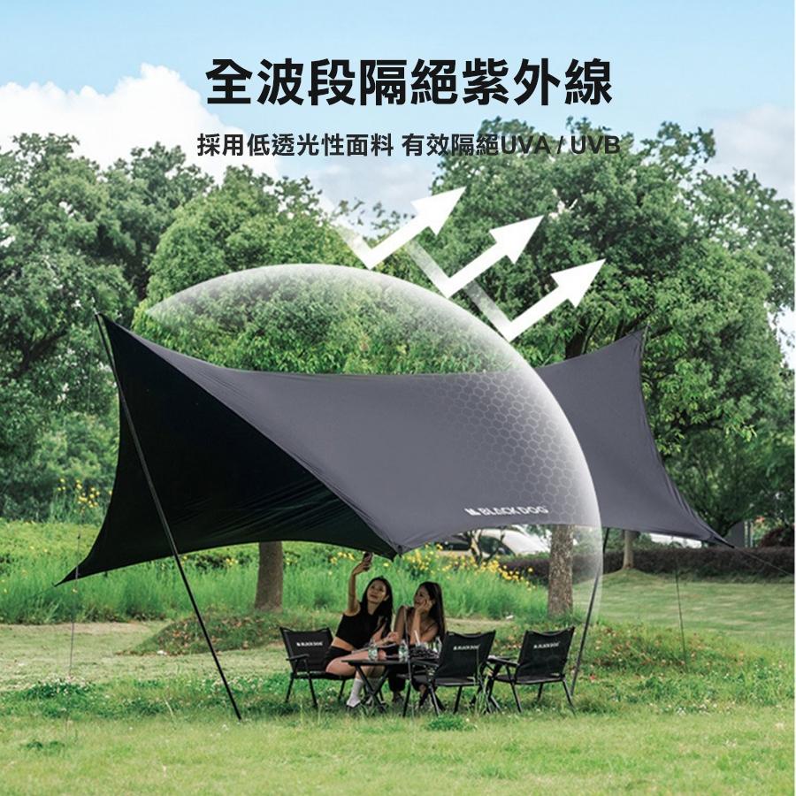【BLAC黑客】BLACKDOG黑狗日和蝶型黑膠天幕570x480cm (含260cm營柱等配件)-細節圖2