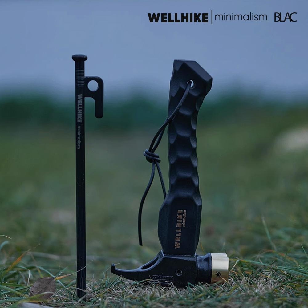 【BLAC黑客】WELLHIKE黑金銅錘營錘 黃銅錘頭櫸木手柄 附牛皮掛繩-細節圖3