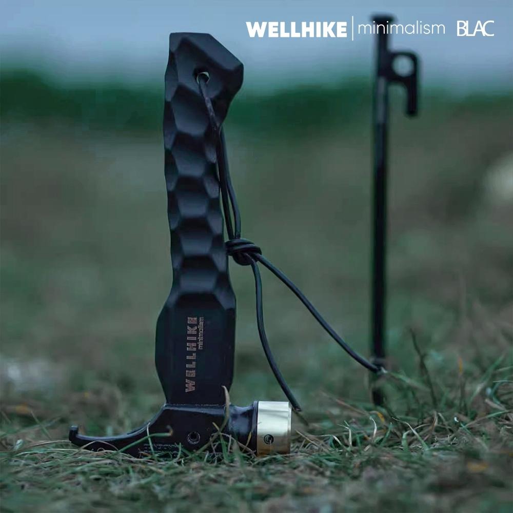【BLAC黑客】WELLHIKE黑金銅錘營錘 黃銅錘頭櫸木手柄 附牛皮掛繩-細節圖4