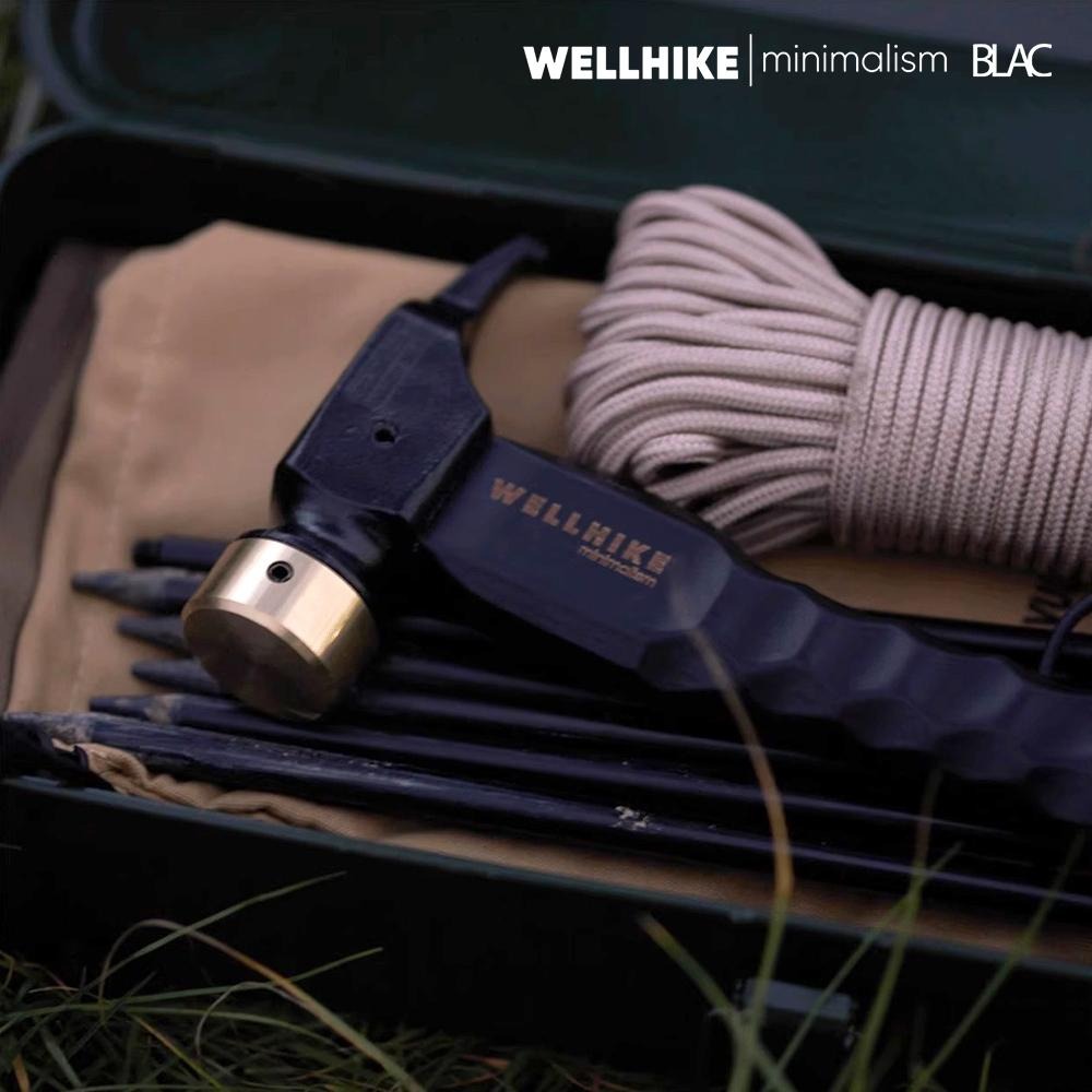 【BLAC黑客】WELLHIKE黑金銅錘營錘 黃銅錘頭櫸木手柄 附牛皮掛繩-細節圖7