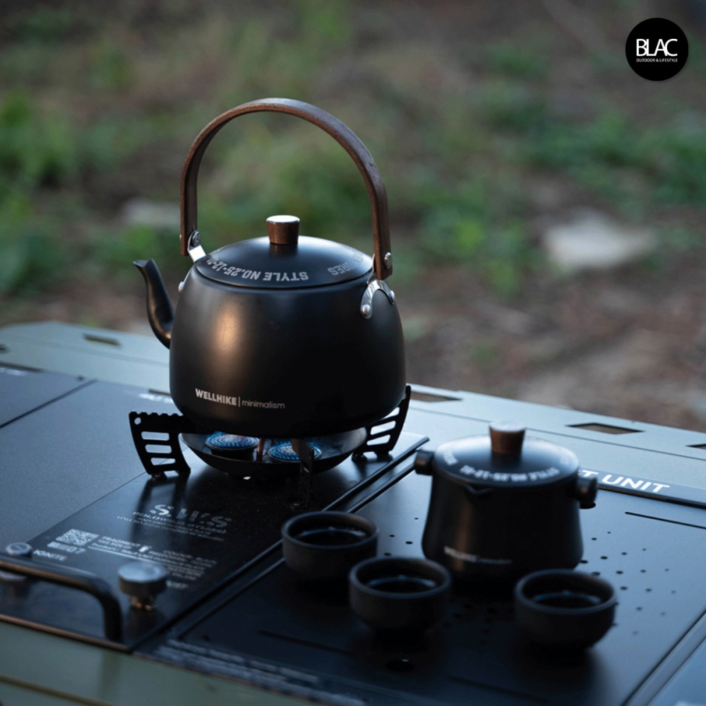 【BLAC黑客】戶外泡茶組煮水壺茶壺 輕量鋁合金鈦黑圓潤壺身-細節圖4