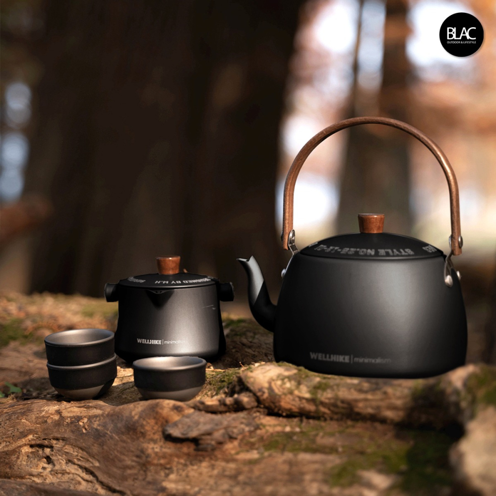 【BLAC黑客】戶外泡茶組煮水壺茶壺 輕量鋁合金鈦黑圓潤壺身-細節圖9