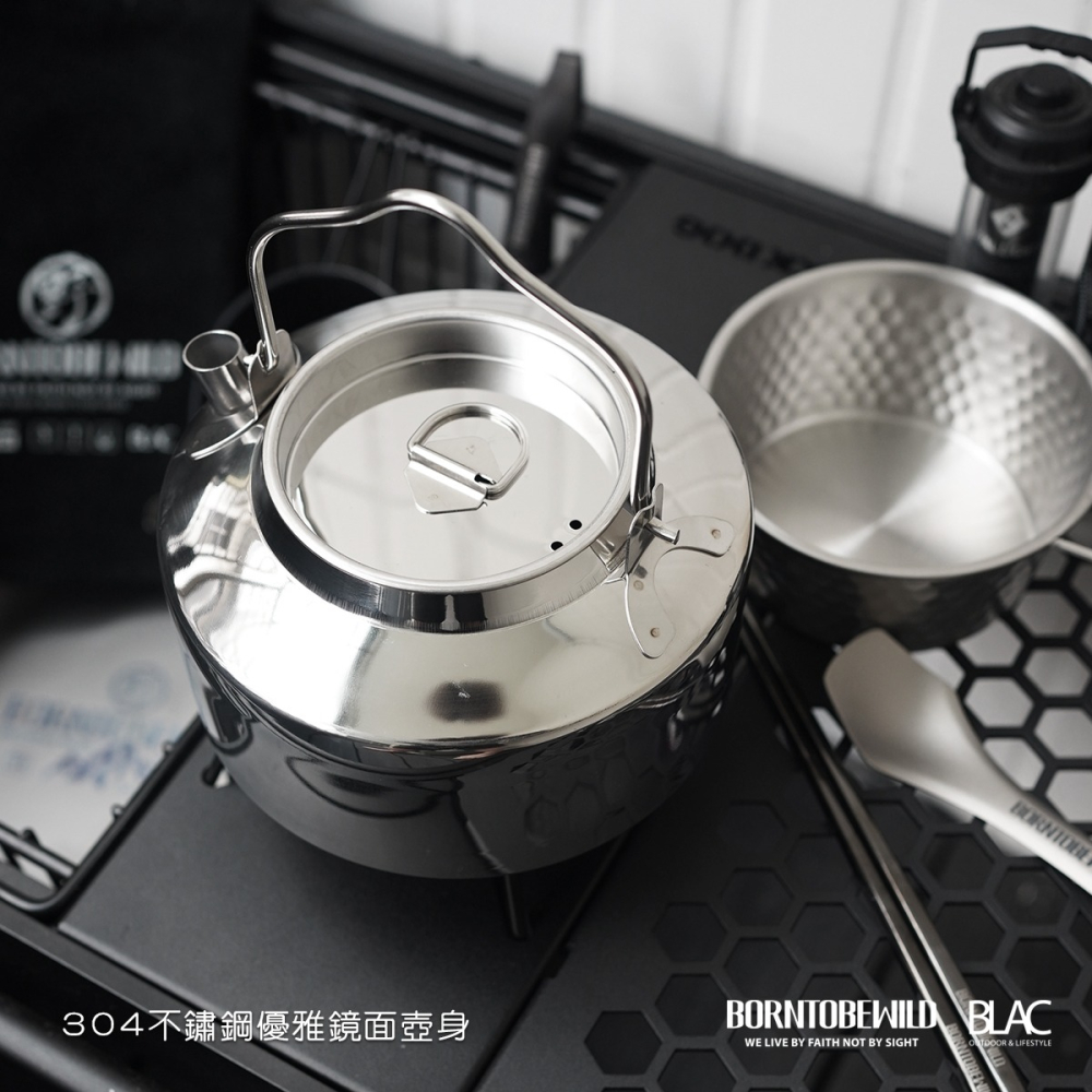 【BLAC黑客】304不鏽鋼銀白鏡面煮水壺茶壺1.2L 極簡圓潤曲線 可自立隔熱提手-細節圖3