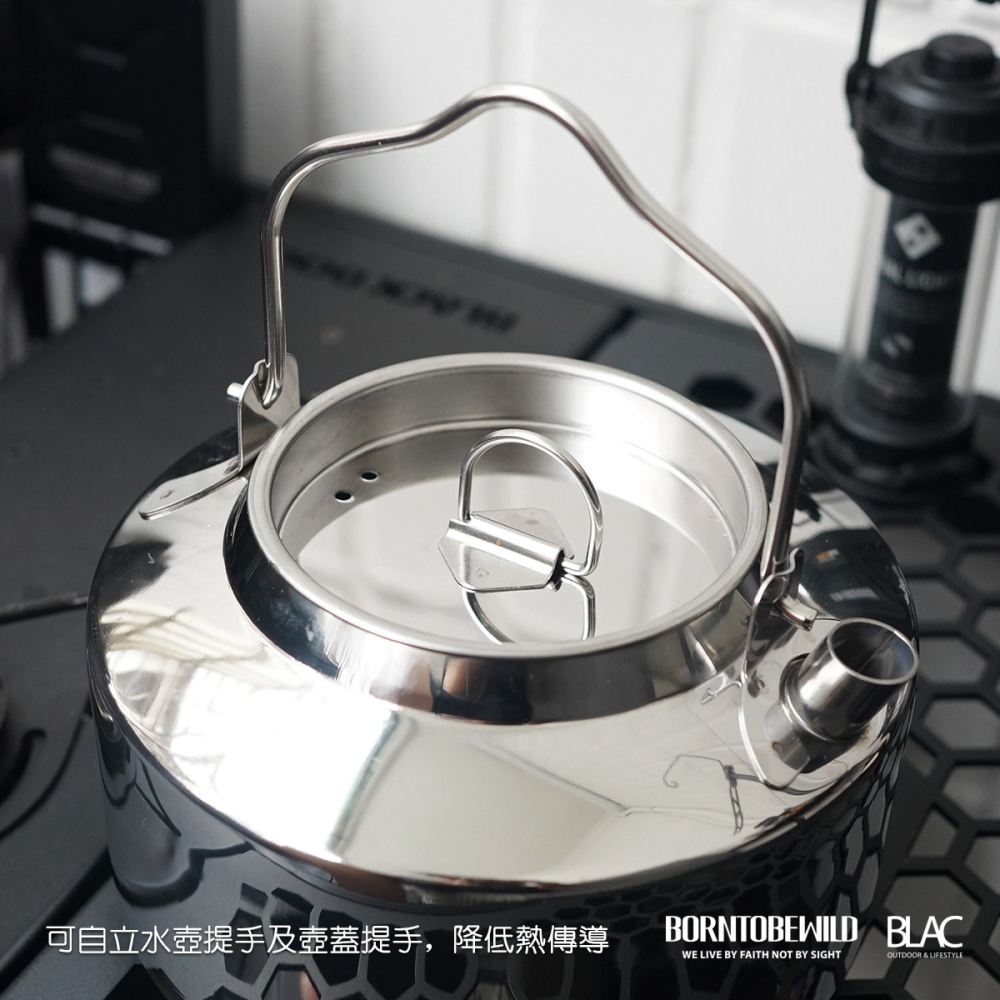 【BLAC黑客】304不鏽鋼銀白鏡面煮水壺茶壺1.2L 極簡圓潤曲線 可自立隔熱提手-細節圖4