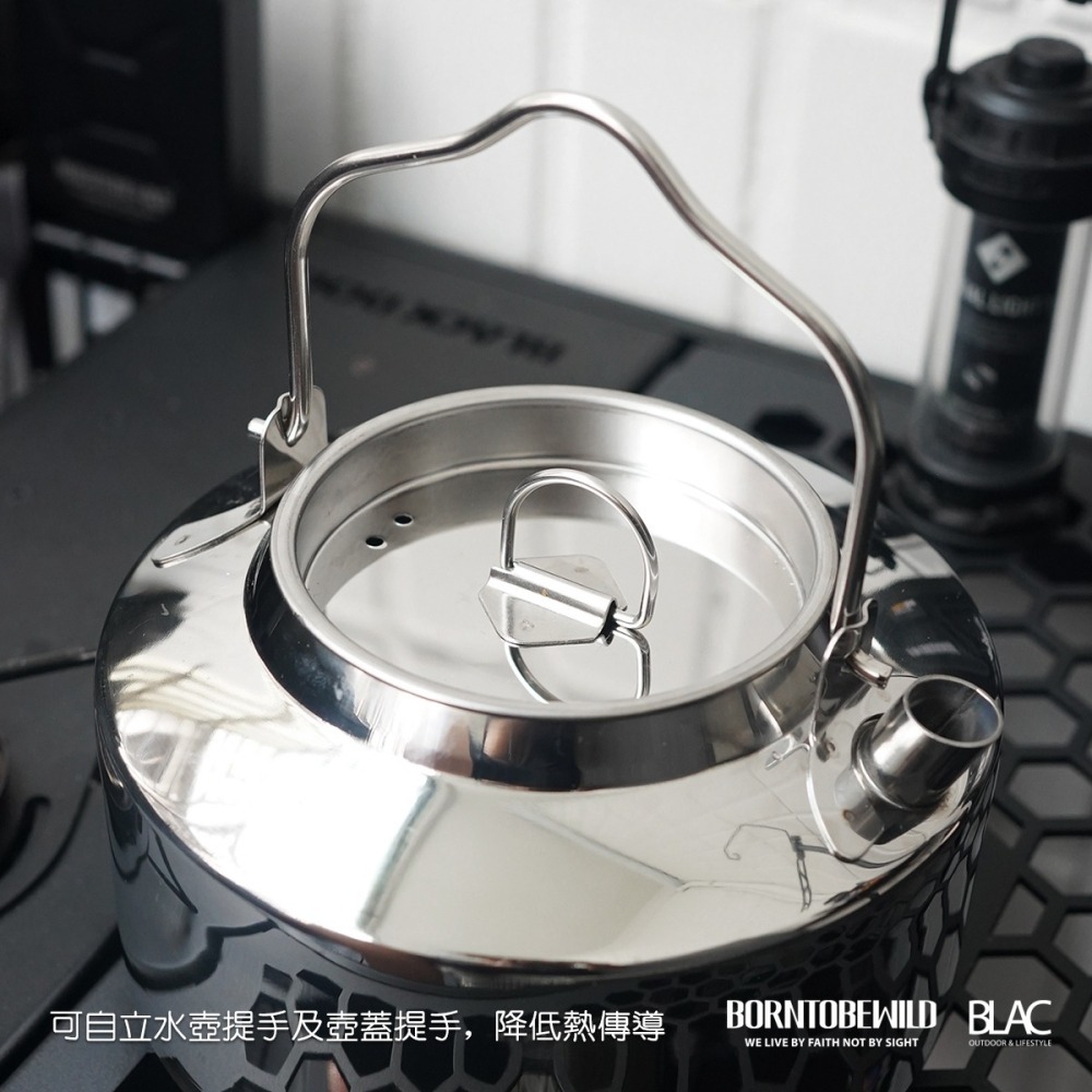【BLAC黑客】304不鏽鋼銀白鏡面煮水壺茶壺1.2L 極簡圓潤曲線 可自立隔熱提手-細節圖4