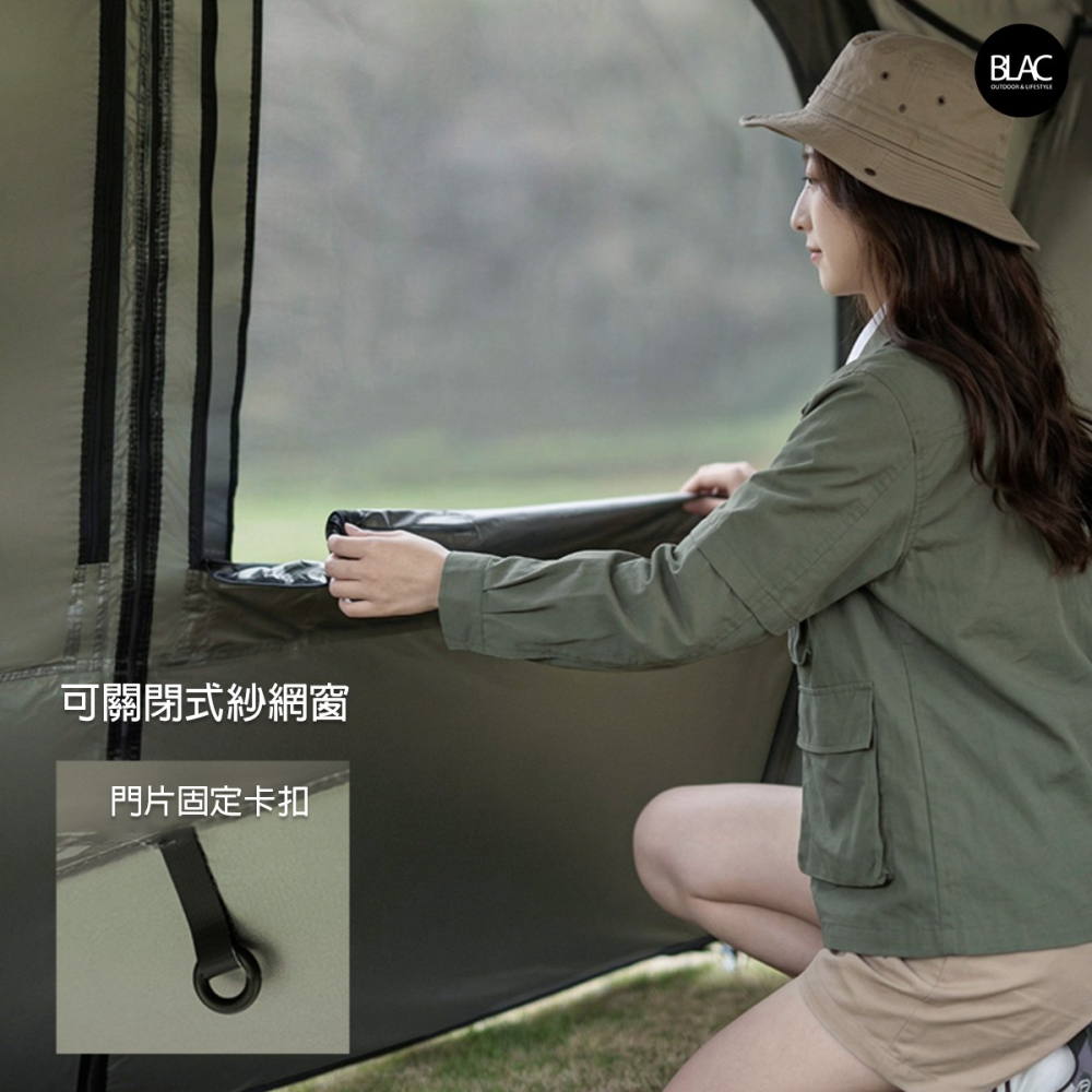 【BLAC黑客】BLACKDOG黑狗穹頂帳篷球帳基地帳350x350cm 全遮光鈦黑膠含四邊門片-細節圖7