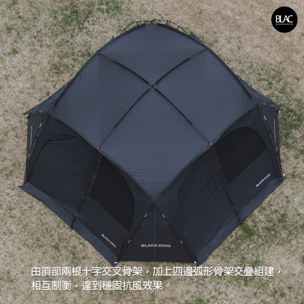 【BLAC黑客】BLACKDOG黑狗穹頂帳篷球帳基地帳350x350cm 全遮光鈦黑膠含四邊門片-細節圖5