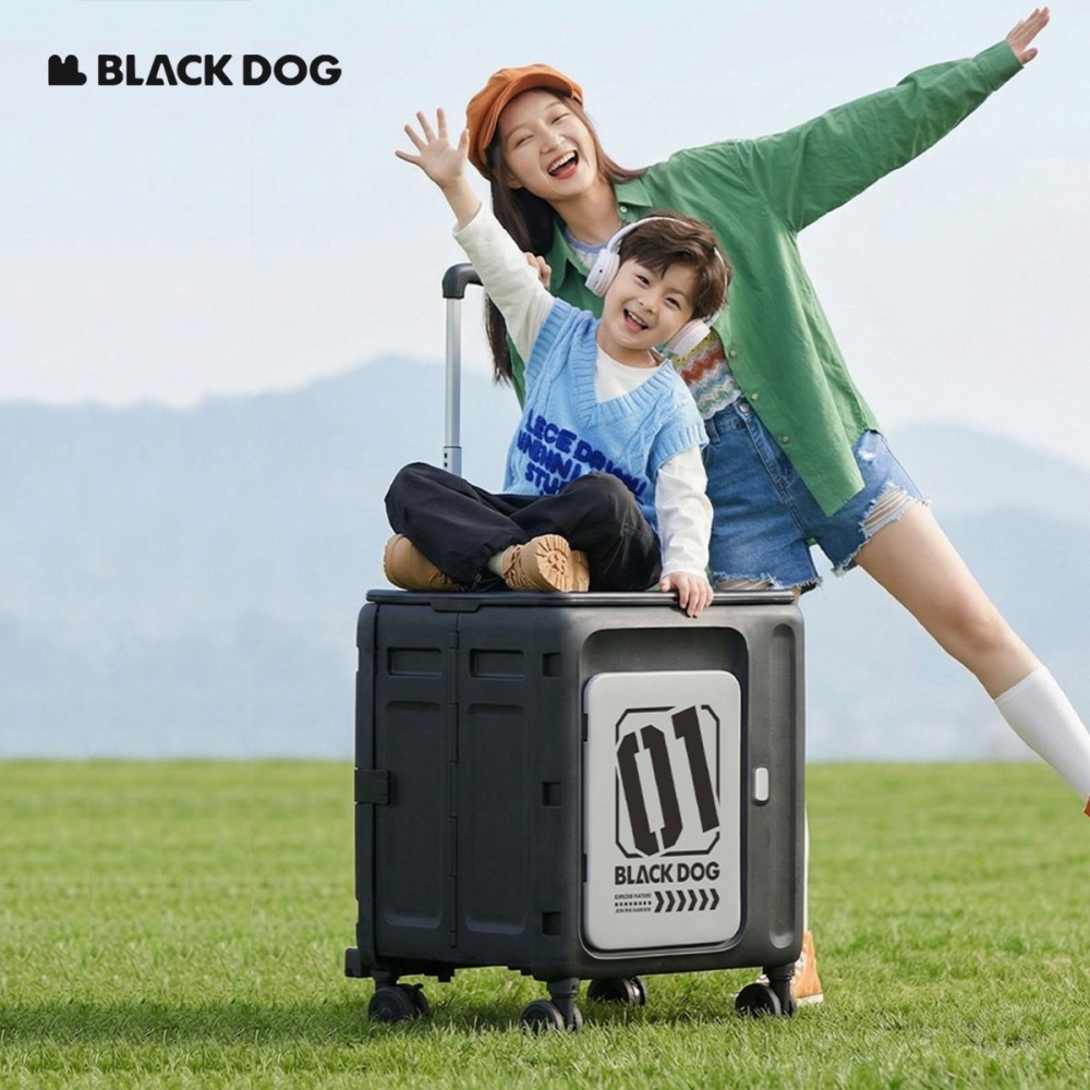 【BLAC黑客】BLACKDOG黑狗折疊收納箱推車購物車行李箱 雙開門自帶桌板 伸縮拉桿-細節圖8