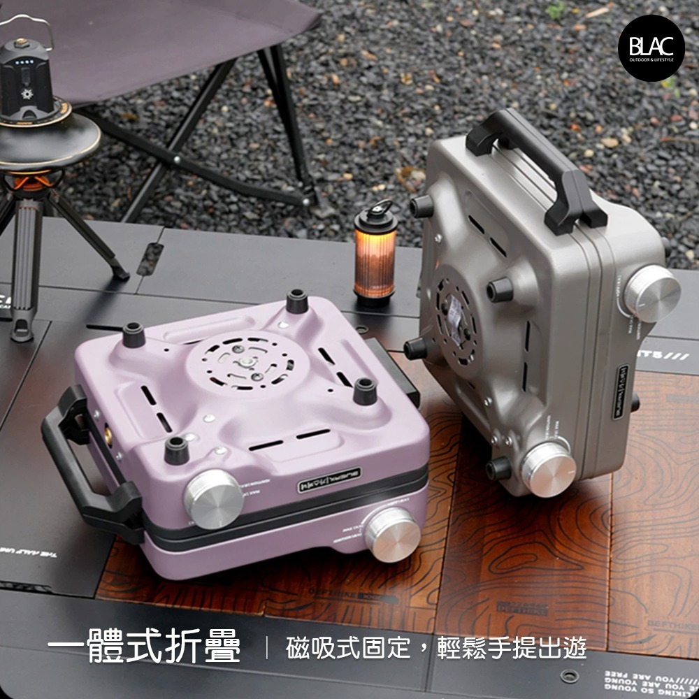 【BLAC黑客】BUERK折疊雙口爐瓦斯爐卡式爐燃氣爐 8800w純銅五星雙爐頭 內建穩壓系統-細節圖6