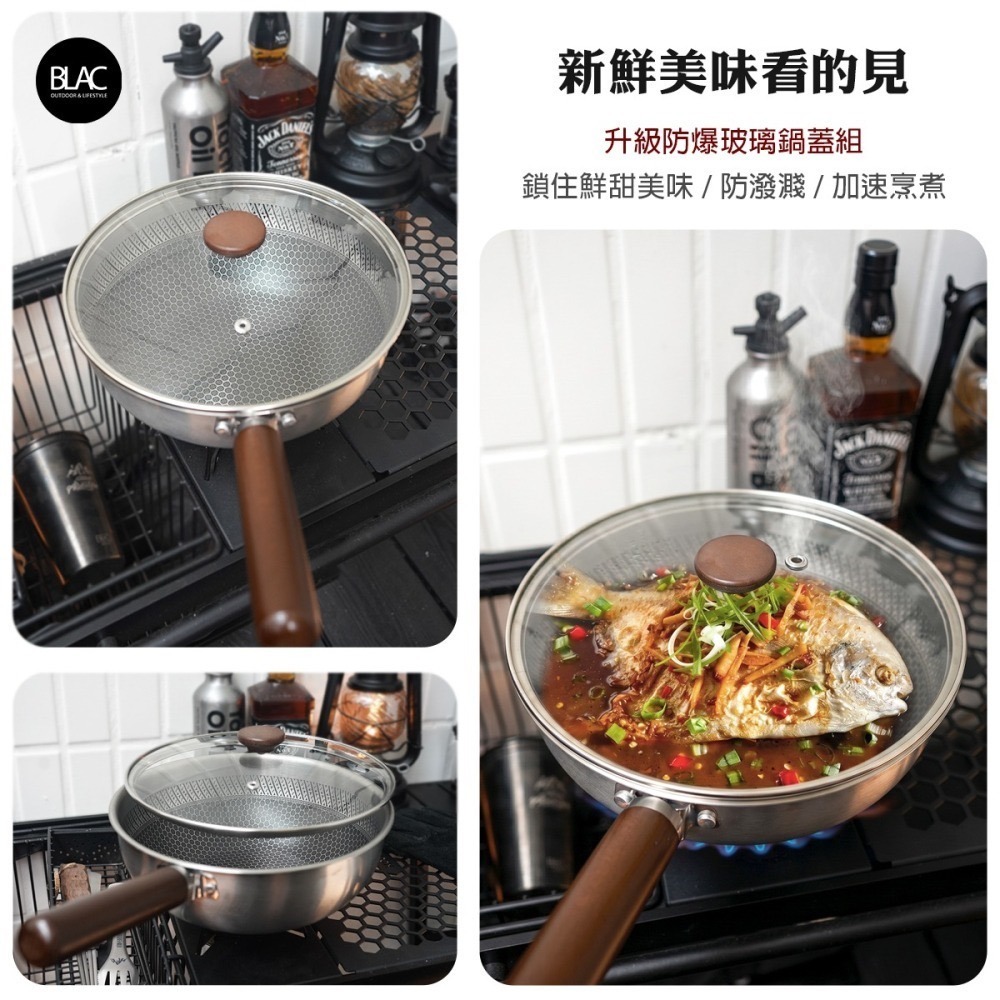 【BLAC黑客】立體蜂巢炒鍋煎鍋湯鍋 304不鏽鋼三層複合鋼材 高導磁性電磁爐IH爐可用BUERK-細節圖8