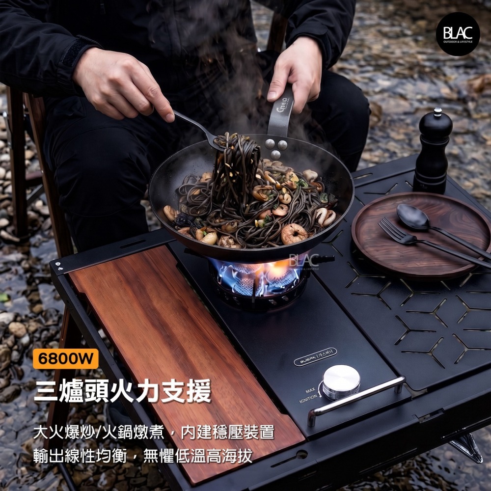 【BLAC黑客】IGT三爐頭氣爐瓦斯爐單口爐6.8kw 內建穩壓設計 防風拓展爐架 一體式點火旋鈕BUERK-細節圖2