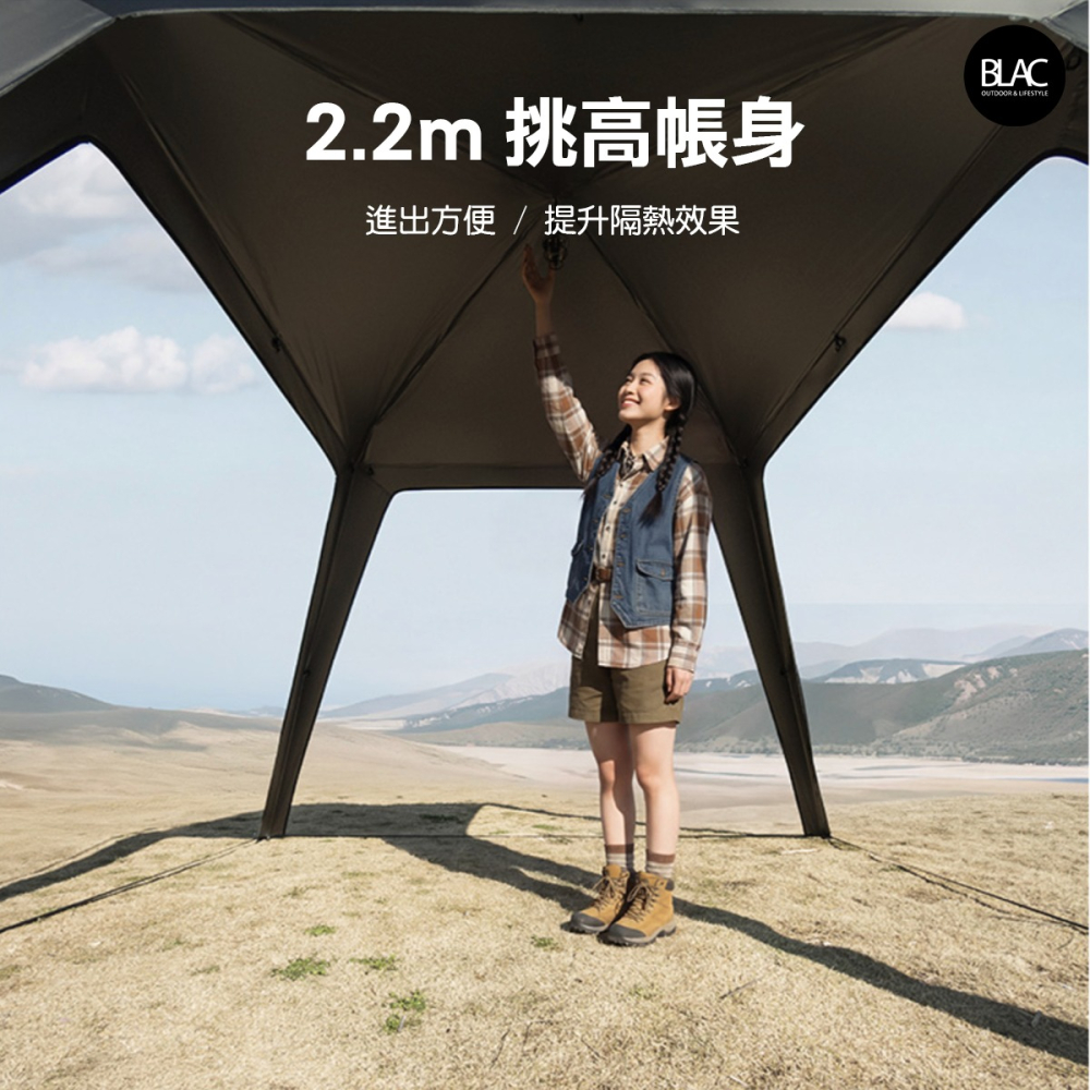 【BLAC黑客】BLACKDOG黑狗穹頂速开天幕帳篷遮陽棚遮雨棚園遊會客廳帳300x300cm 全遮光鈦黑膠含四邊門片-細節圖6
