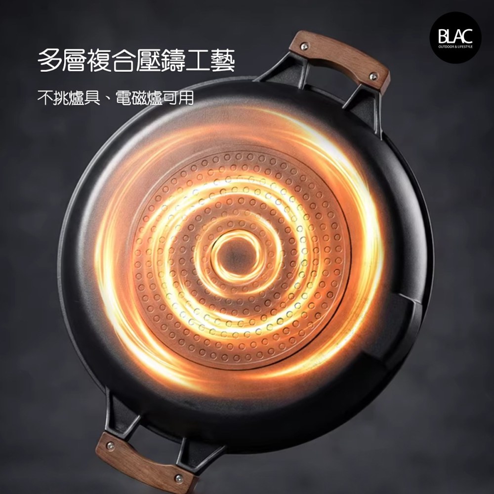 【BLAC黑客】BLACKDOG黑狗多功能深烤盤 複合材質壓鑄鍋底 不挑爐具電磁爐可用-細節圖3