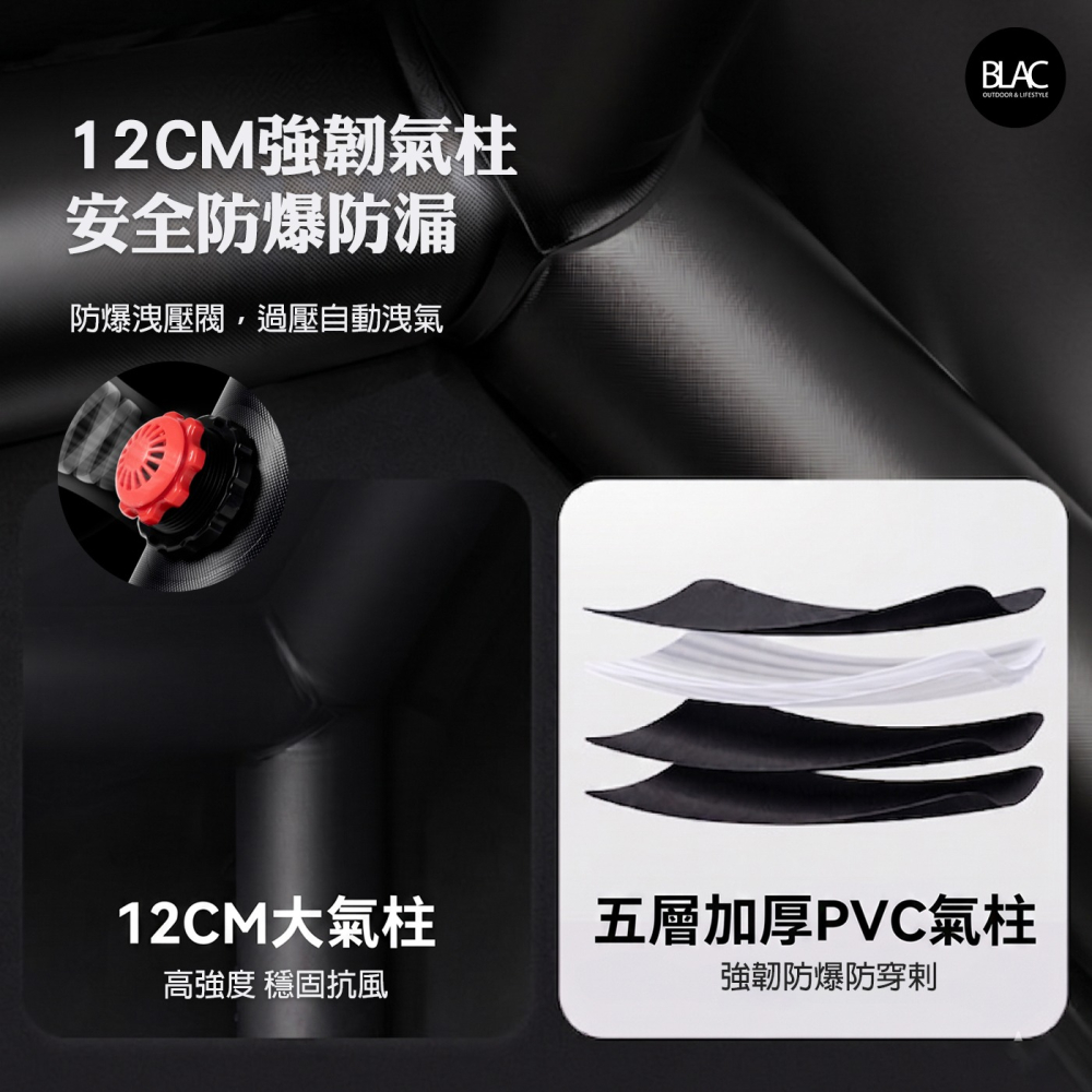 【BLAC黑客】BLACKDOG黑狗充氣帳篷月空6.3PRO 全遮光防曬黑膠 一體式防爆氣柱 TPU觀星天窗-細節圖4