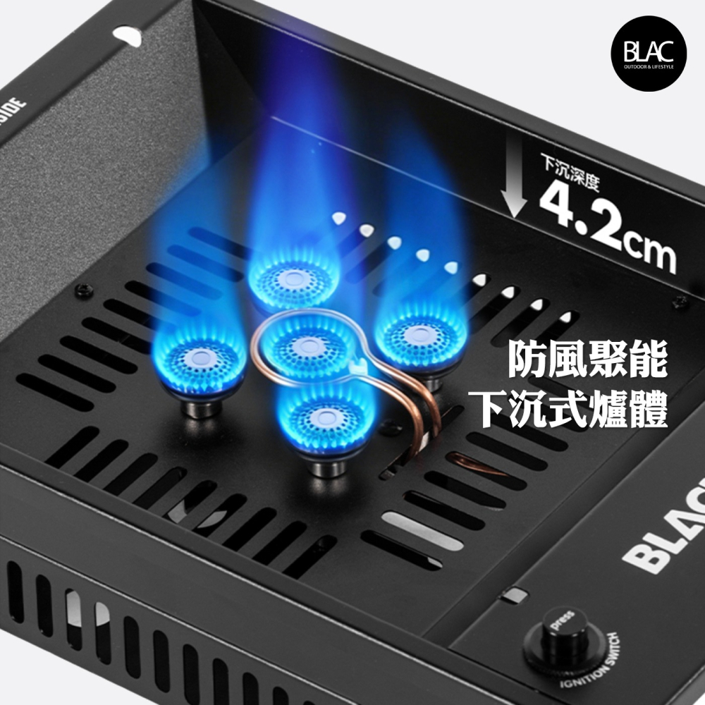 【BLAC黑客】BLACKDOG黑狗IGT下沉式氣爐瓦斯爐單口爐7200W 嵌入/自立兩用闇黑機甲美學-細節圖3