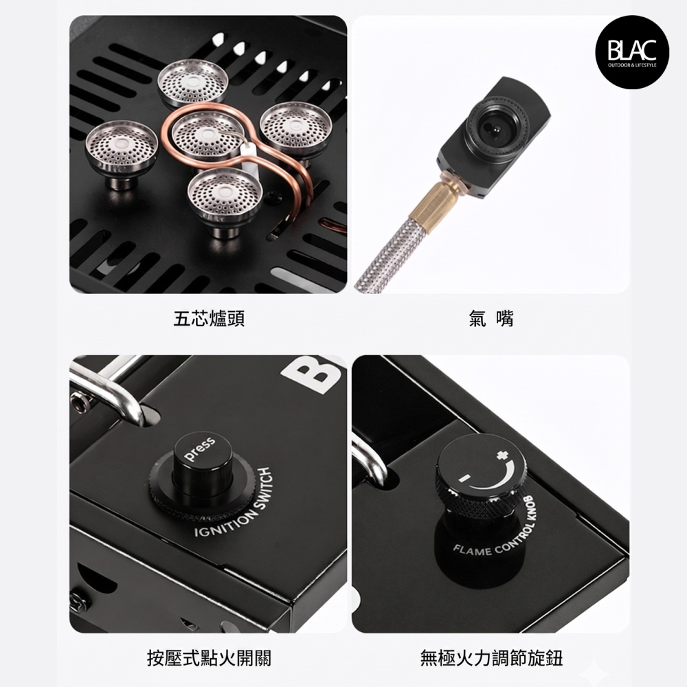 【BLAC黑客】BLACKDOG黑狗IGT下沉式氣爐瓦斯爐單口爐7200W 嵌入/自立兩用闇黑機甲美學-細節圖9