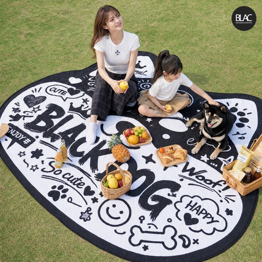 BLACKDOG黑狗野餐墊防潮墊沙灘墊寵物墊 帳篷地墊 雙面防潑水 加厚鋪棉 可機洗 柴犬系列-細節圖9