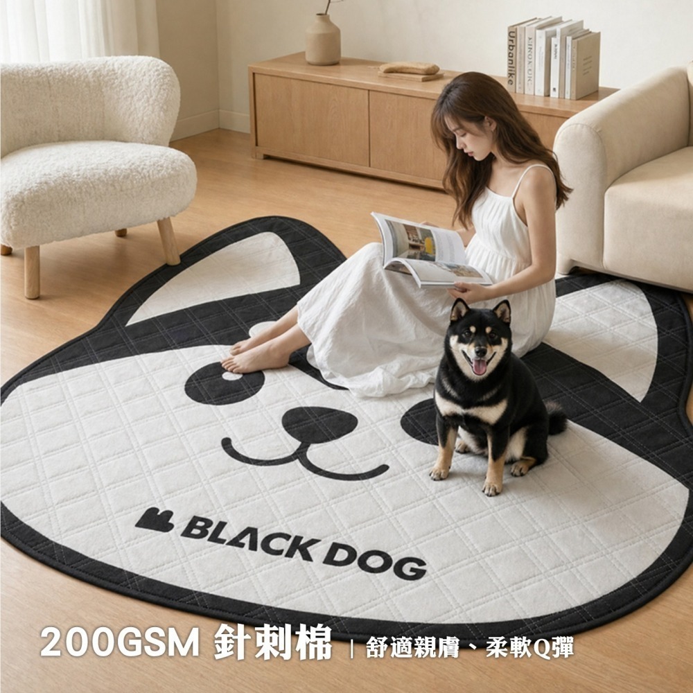 BLACKDOG黑狗野餐墊防潮墊沙灘墊寵物墊 帳篷地墊 雙面防潑水 加厚鋪棉 可機洗 柴犬系列-細節圖2