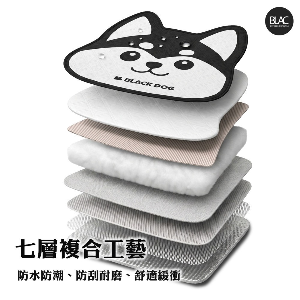BLACKDOG黑狗野餐墊防潮墊沙灘墊寵物墊 帳篷地墊 雙面防潑水 加厚鋪棉 可機洗 柴犬系列-細節圖3