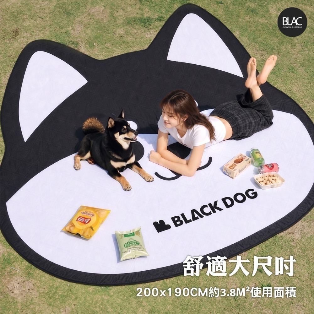 BLACKDOG黑狗野餐墊防潮墊沙灘墊寵物墊 帳篷地墊 雙面防潑水 加厚鋪棉 可機洗 柴犬系列-細節圖4
