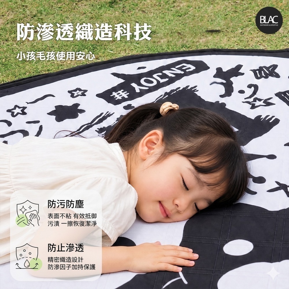 BLACKDOG黑狗野餐墊防潮墊沙灘墊寵物墊 帳篷地墊 雙面防潑水 加厚鋪棉 可機洗 柴犬系列-細節圖5