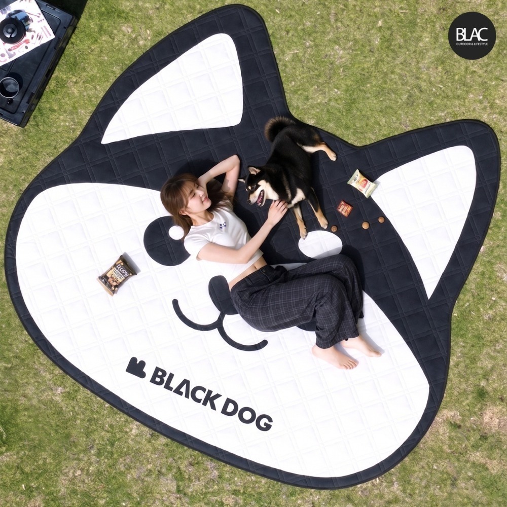 BLACKDOG黑狗野餐墊防潮墊沙灘墊寵物墊 帳篷地墊 雙面防潑水 加厚鋪棉 可機洗 柴犬系列-細節圖6